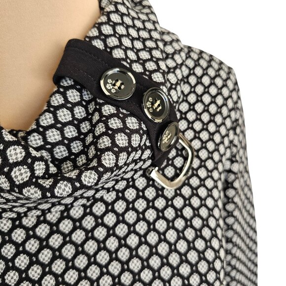 Joseph Ribkoff Black White Patterned Long Sleeve Button Dress / Top Sz 8 - Picture 2 of 10